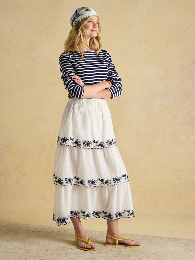 Joules Harbour Navy & White Striped Boat Neck Breton Top - Image 5 of 8