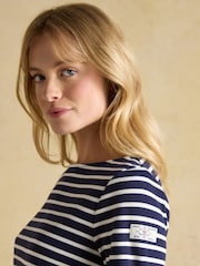Joules Harbour Navy & White Striped Boat Neck Breton Top - Image 6 of 8
