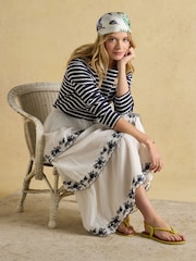 Joules Harbour Navy & White Striped Boat Neck Breton Top - Image 7 of 8