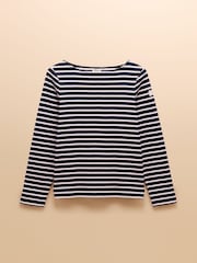 Joules Harbour Navy & White Striped Boat Neck Breton Top - Image 8 of 8