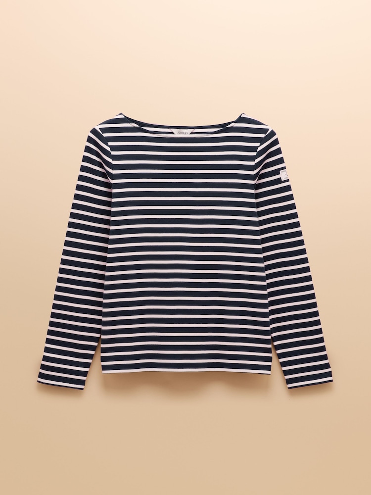Joules Harbour Navy & White Striped Boat Neck Breton Top - Image 8 of 8