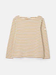 Joules New Harbour Cream & Tan Striped Boat Neck Breton Top - Image 6 of 6