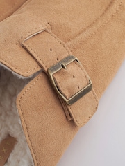 Tan Brown Suede Buckle Mule Slippers - Image 7 of 7