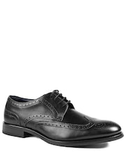 Jones Bootmaker Black Mumbai Wide Fit Leather Brogue Derby Shoes - Image 1 of 5