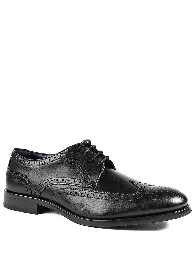 Jones Bootmaker Black Mumbai Wide Fit Leather Brogue Derby Shoes - Image 1 of 5 Jones Bootmaker Black Mumbai Wide Fit Leather Brogue Derby Shoes - Image 1 of 5