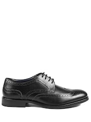 Jones Bootmaker Black Mumbai Wide Fit Leather Brogue Derby Shoes - Image 2 of 5