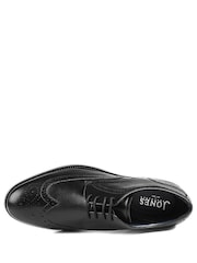 Jones Bootmaker Black Mumbai Wide Fit Leather Brogue Derby Shoes - Image 4 of 5