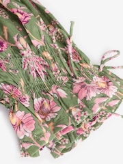 Cath Kidston Green 100% Cotton Shirred Waist Dress - Image 10 of 11