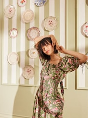 Cath Kidston Green 100% Cotton Shirred Waist Dress - Image 2 of 11