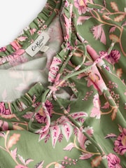 Cath Kidston Green 100% Cotton Shirred Waist Dress - Image 9 of 11