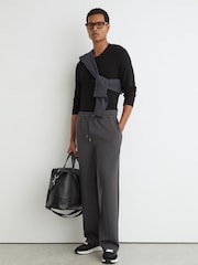 Reiss Charcoal Grey Rivo Premium Interlock Relaxed-Fit Joggers - Image 3 of 7