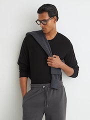 Reiss Charcoal Grey Rivo Premium Interlock Relaxed-Fit Joggers - Image 4 of 7