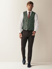 Forest Green Floral Regular Fit Occasion Waistcoat - Image 2 of 12