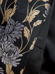 Black/Yellow Gold Floral Regular Fit Occasion Waistcoat - Image 11 of 11
