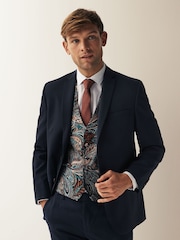 Multi Coloured Burgundy Red Paisley Regular Fit Occasion Waistcoat - Image 4 of 11