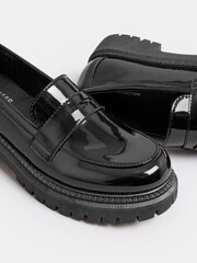 Yours Curve Black Wide Fit Extra-Wide Fit Chunky Saddle Loafer Patent - Image 3 of 4