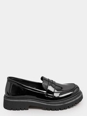 Yours Curve Black Extra Wide Fit Extra-Wide Fit Chunky Saddle Loafer Patent - Image 2 of 4