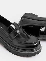 Yours Curve Black Extra Wide Fit Extra-Wide Fit Chunky Saddle Loafer Patent - Image 3 of 4