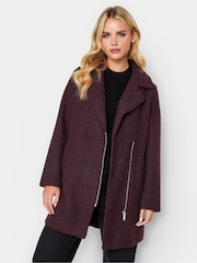 PixieGirl Petite Burgundy Red Biker Coat - Image 1 of 5