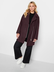 PixieGirl Petite Burgundy Red Biker Coat - Image 3 of 5