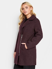 PixieGirl Petite Burgundy Red Biker Coat - Image 4 of 5