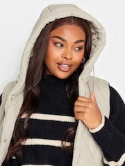 Yours Curve Cream Diamond Quilted Midi Gilet - Image 6 of 6