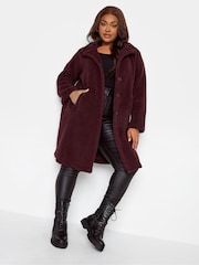 Yours Curve Red Faux Fur Coat - Image 2 of 6