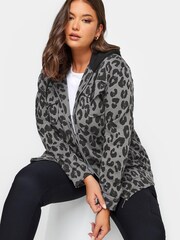 Yours Curve Black Hooded Sweat Shacket - Image 1 of 4