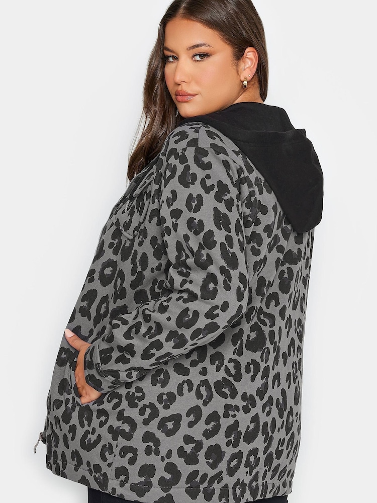 Yours Curve Black Hooded Sweat Shacket - Image 2 of 4