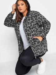 Yours Curve Black Hooded Sweat Shacket - Image 4 of 4