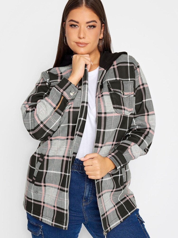 Розовый - Трикотажная куртка с капюшоном Yours Curve - Изображение 1 из 4