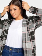 Розовый - Трикотажная куртка с капюшоном Yours Curve - Изображение 4 из 4
