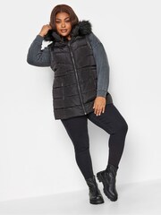 Yours Curve Black Short Padded Gilet - Image 1 of 4