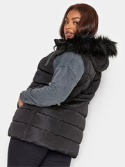 Yours Curve Black Short Padded Gilet - Image 2 of 4