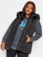 Yours Curve Black Short Padded Gilet - Image 3 of 4