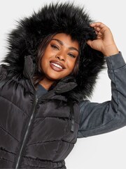 Yours Curve Black Short Padded Gilet - Image 4 of 4
