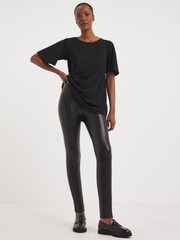 JD Williams Black PU Leggings With Cosy Touch Lining - Image 1 of 4
