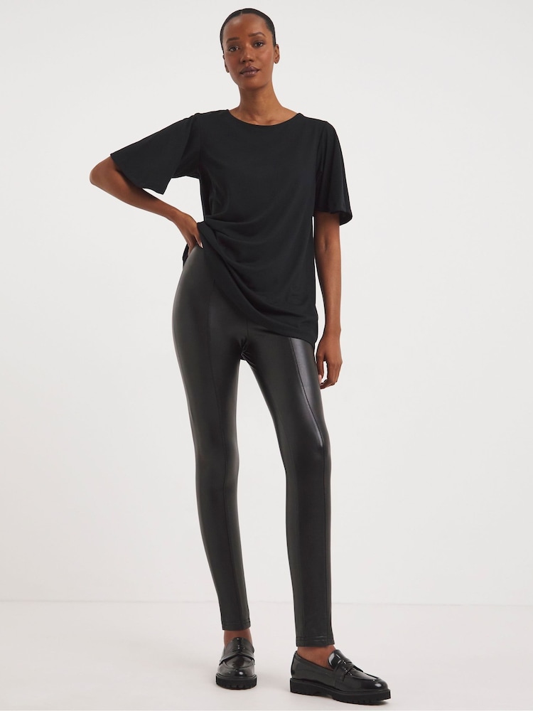 JD Williams Black PU Leggings With Cosy Touch Lining - Image 1 of 4