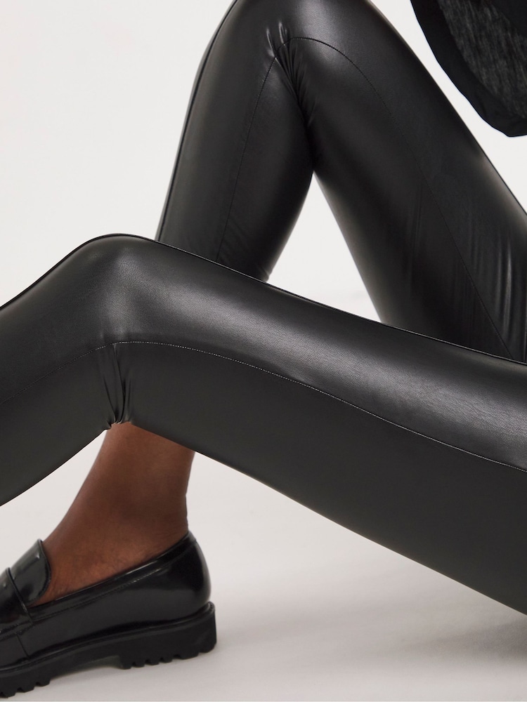JD Williams Black PU Leggings With Cosy Touch Lining - Image 4 of 4