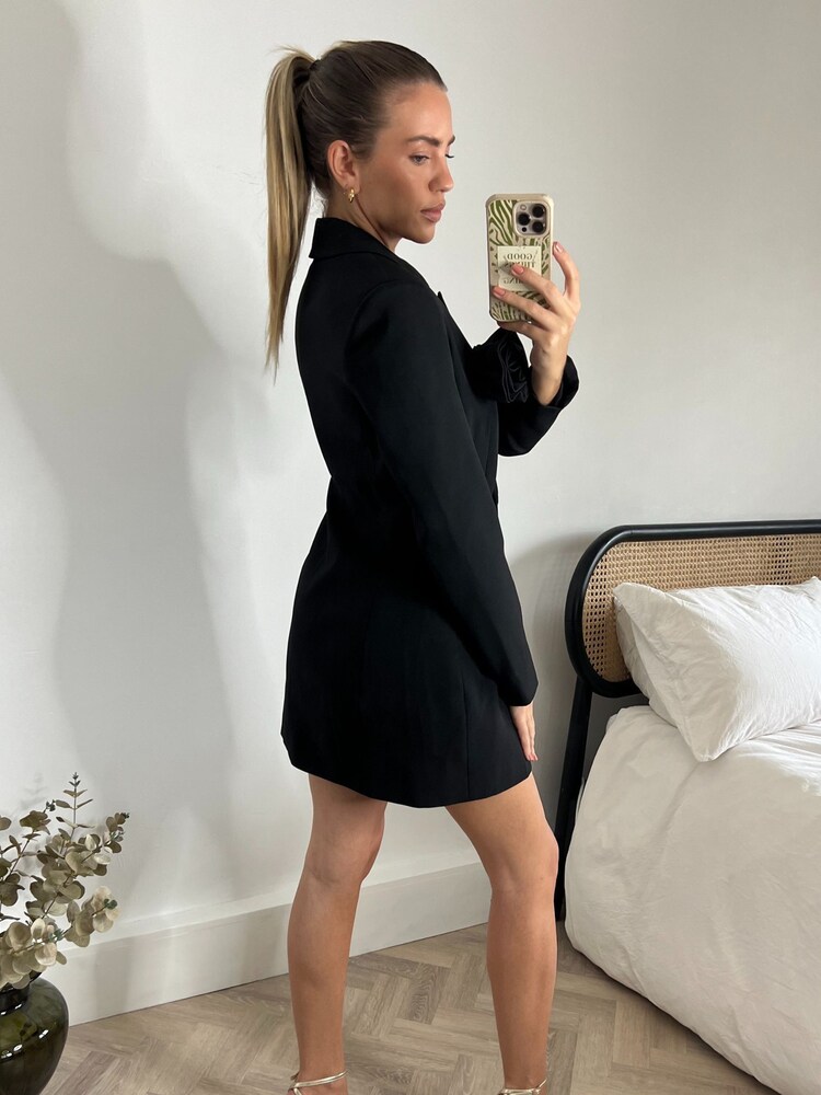 Style Cheat Black Avalee Corsage Blazer Dress - Image 2 of 4 Style Cheat Black Avalee Corsage Blazer Dress - Image 2 of 4