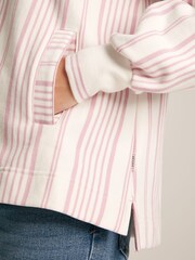 Joules Burnham Pink/White Funnel Neck Quarter Zip Sweatshirt - Image 4 of 6