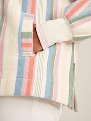 Joules Burnham Multi Stripe Funnel Neck Quarter Zip Sweatshirt - Image 6 of 7