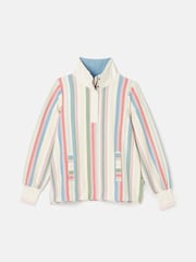 Joules Burnham Multi Stripe Funnel Neck Quarter Zip Sweatshirt - Image 7 of 7