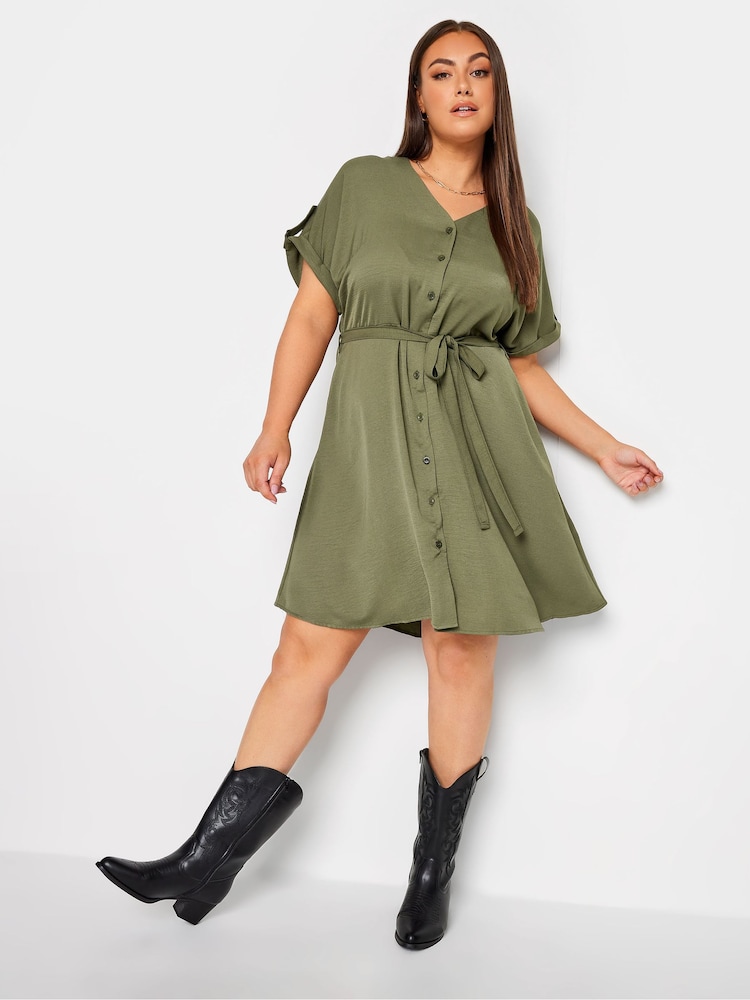 Yours Curve Green Utility Shirt Dress - Image 2 of 4