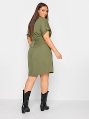 Yours Curve Green Utility Shirt Dress - Image 3 of 4