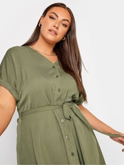 Yours Curve Green Utility Shirt Dress - Image 4 of 4