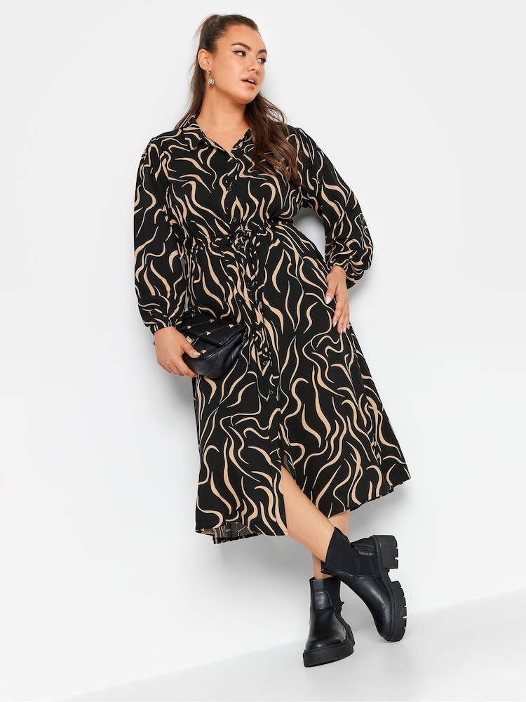 Yours Curve Black Long Sleeve Shirt Dress - Image 1 of 4
