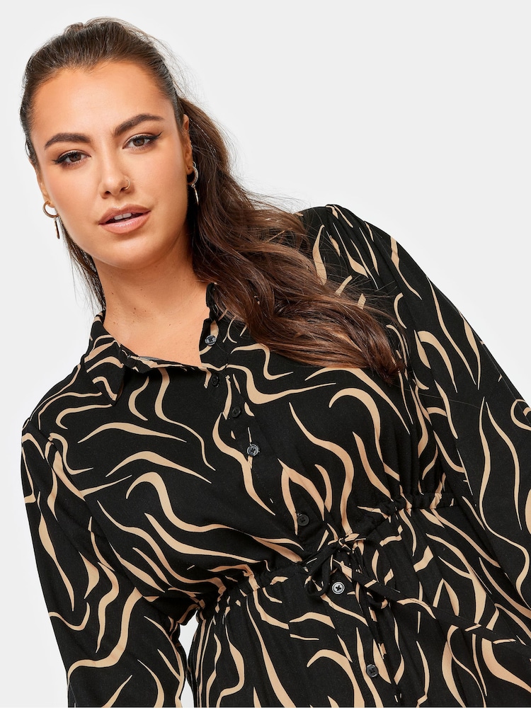 Yours Curve Black Long Sleeve Shirt Dress - Image 4 of 4