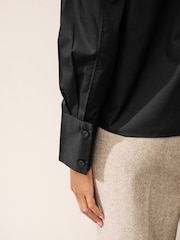 Black Fitted Collared Long Sleeve Shirt - Image 4 of 6