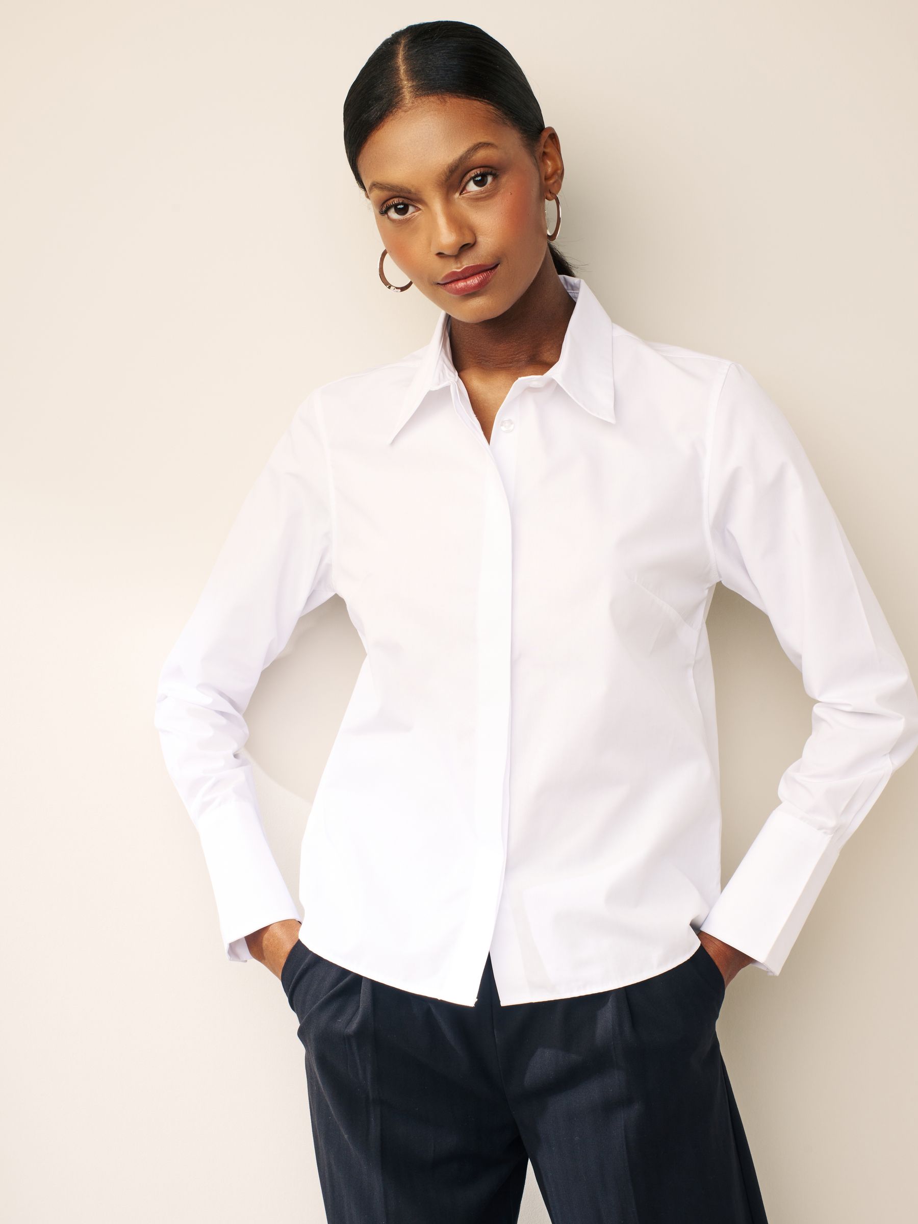 Buy White Fitted Collared Long Sleeve Shirt from Next Ireland